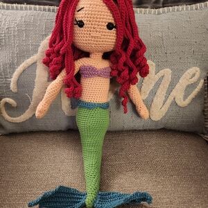 Handmade Crochet Mermaid Doll with Red Hair